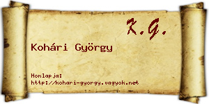 Kohári György névjegykártya