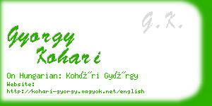 gyorgy kohari business card